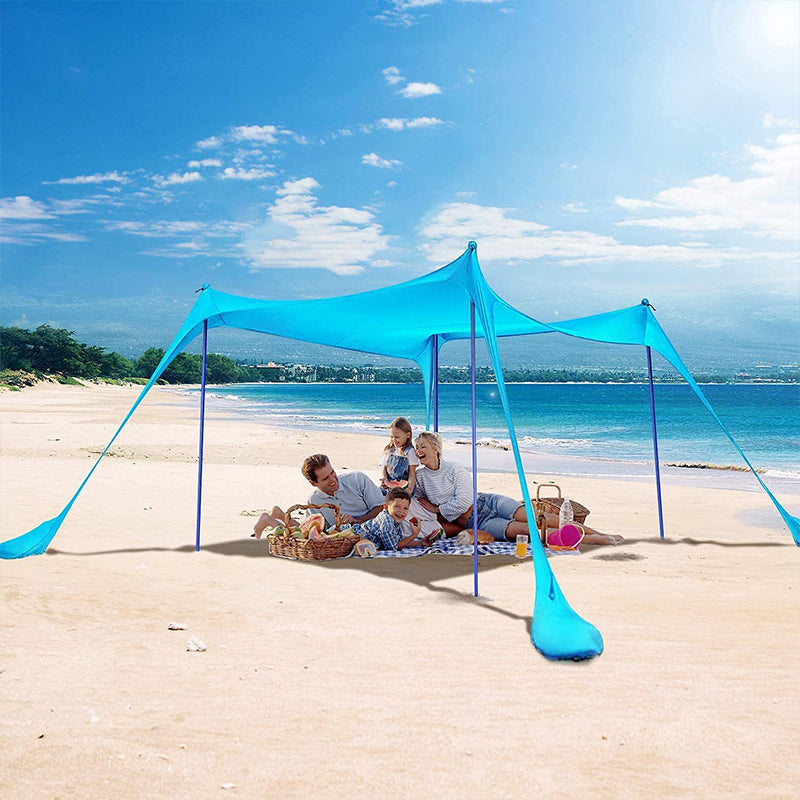 Family beach tent, large pop-up parasol, beach shelter, sun shade. Stable poles with portable carry bag. Outdoor shade. by eprolo