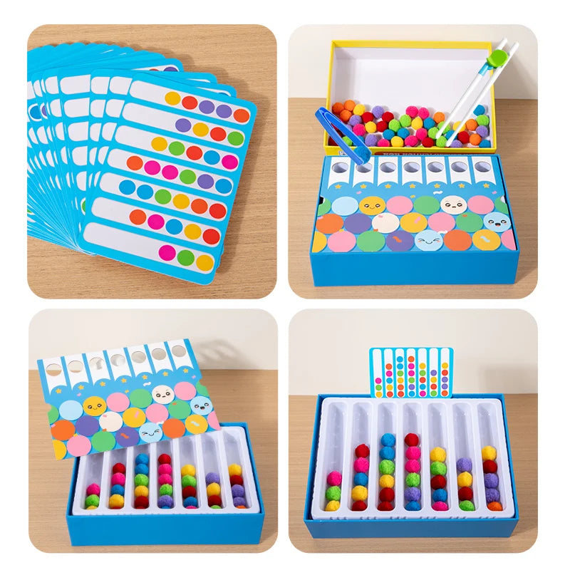 Montessori enlightenment early education clip ball classification game children's color matching toy