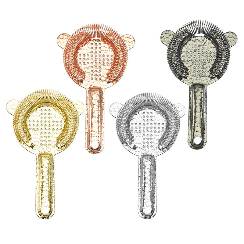 Stainless Steel Ice Filter with Cross Pattern 304 for Cocktail Mixing, Spring-Loaded Ice Strainer