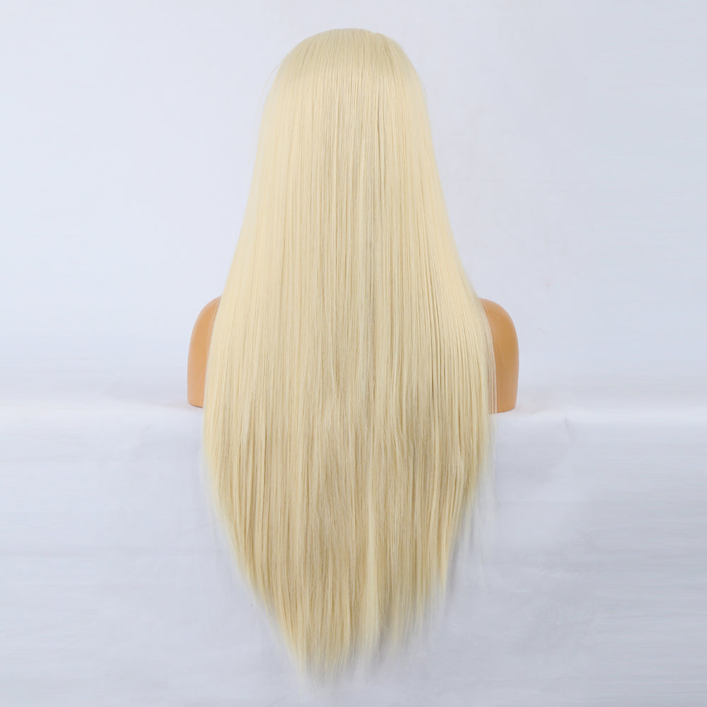 Natural Realistic Wig 613# 100% Front Lace Long Straight Hair Matte High Temperature Silk Headgear