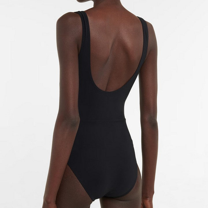 Black and White Ins Fashion Sleeveless High-End Feel One-Piece Swimwear Set