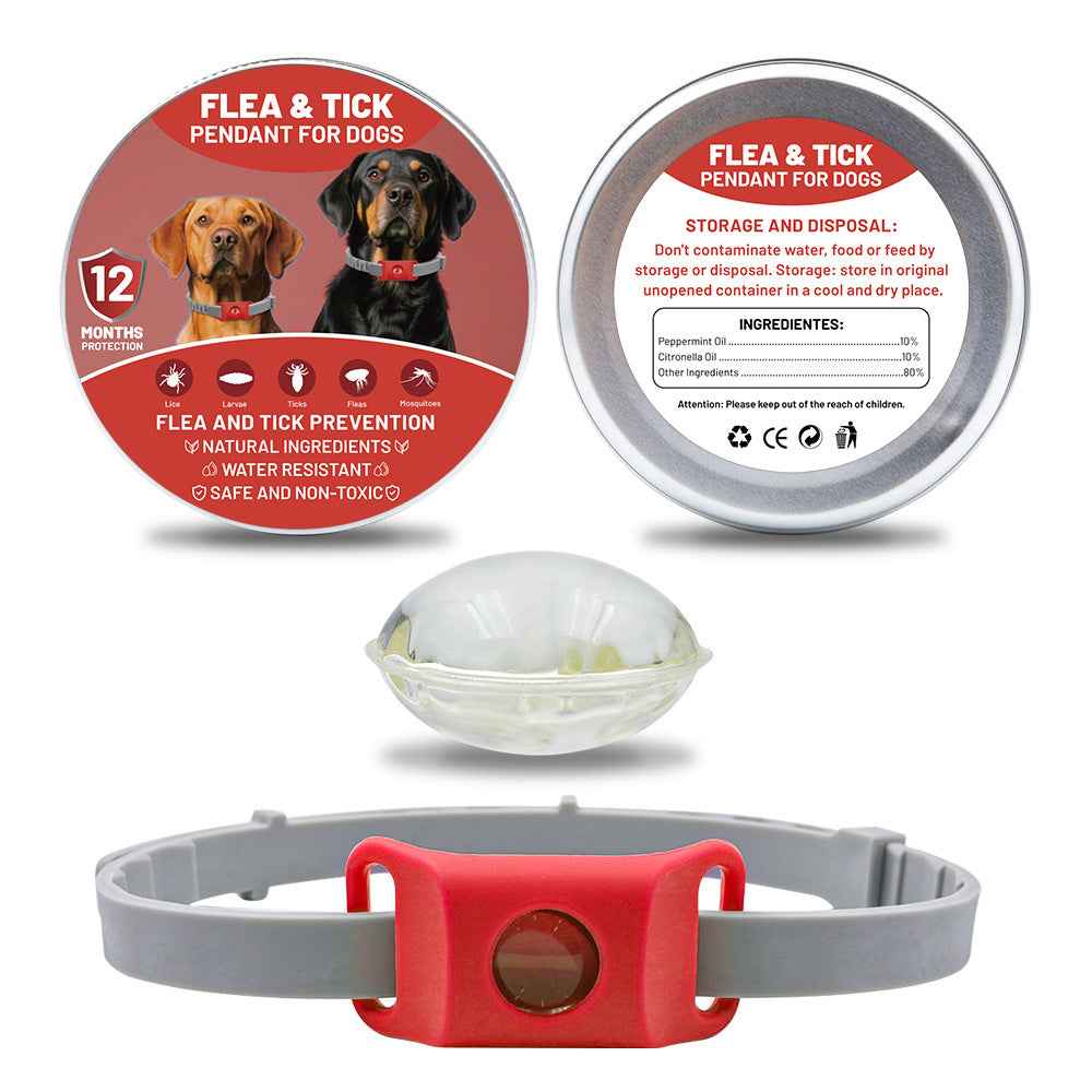 Pet Cat Dog Flea and Tick Prevention Silicone Collar with Insect Repellent Tag, Anti-Flea and Anti-Tick