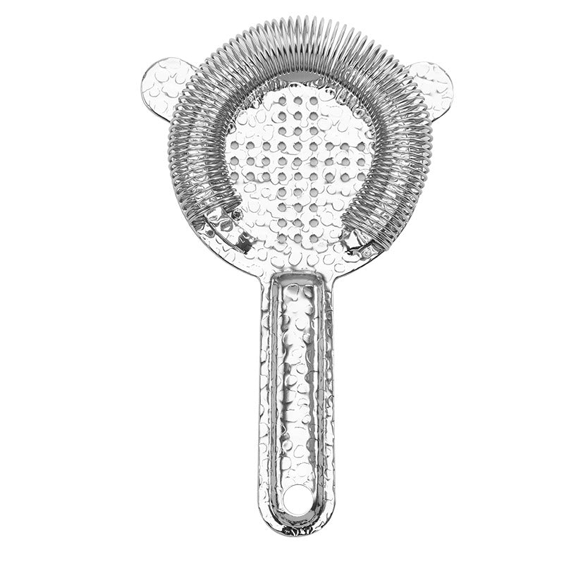 Stainless Steel Ice Filter with Cross Pattern 304 for Cocktail Mixing, Spring-Loaded Ice Strainer