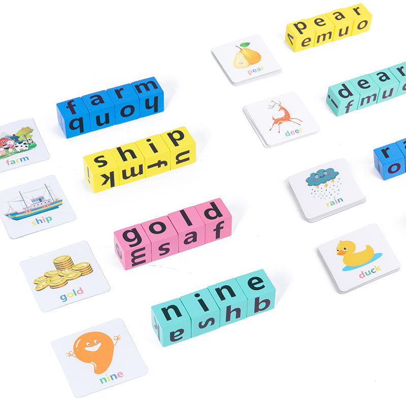 Children's Kindergarten Fun English Word Spelling Early Education Enlightenment English Learning Blocks Christmas Toys Gifts