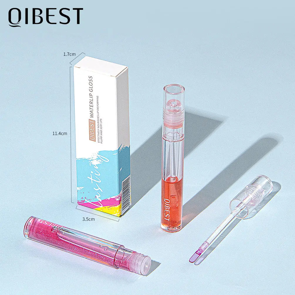 QIBEST Water Light Lip Gloss Mirror Glass Lip Glaze Moisturizing Moisturizing Water Light Lip Gloss Not Easy To Fade Transparent Lip Gloss eprolo