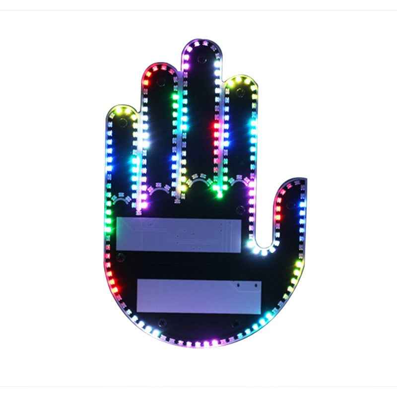 Funny LED Gesture Car Sign - 12V Novelty Middle Finger Back Window Light for All Cars