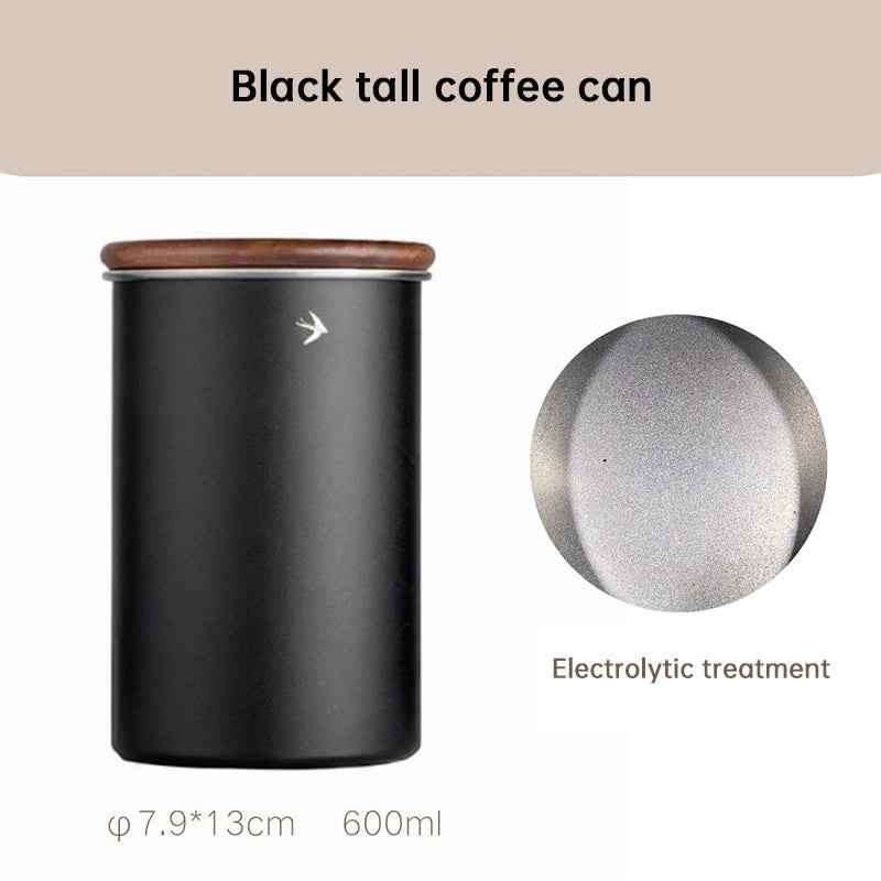 New Stainless Steel Matcha Tea Canister 380ml 560ml with Wood Lid – Sugar Caramel Storage Jar