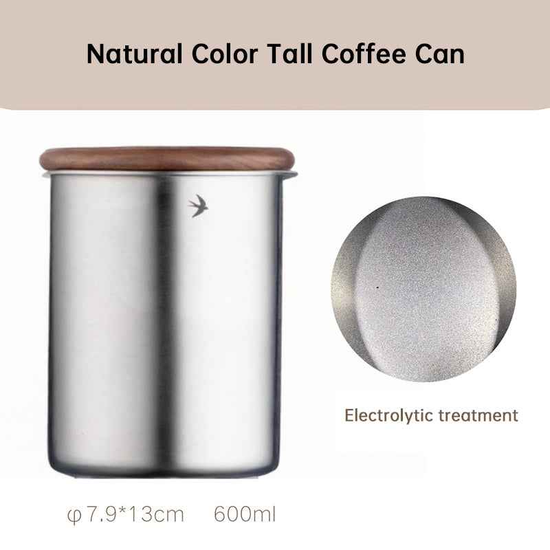 New Stainless Steel Matcha Tea Canister 380ml 560ml with Wood Lid – Sugar Caramel Storage Jar
