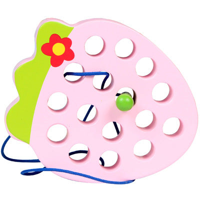Insects Eat Apples 0.33 Threading Hands On Toys Children's Early Education Puzzle Wooden Toys Montessori Early Education Beads Threading Building Blocks Threading Game Building Blocks
