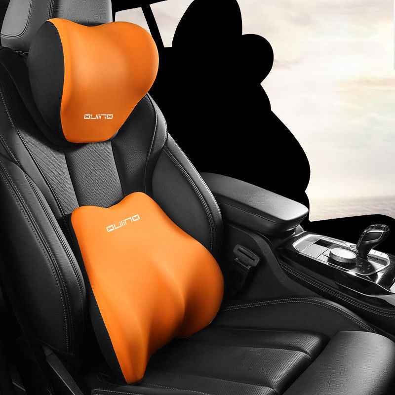 Car Headrest Neck Pillow & Lumbar Waist Support Set – Memory Foam Comfort