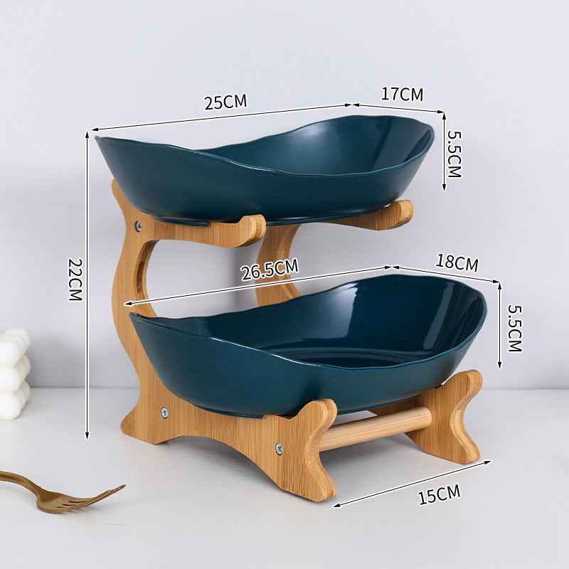 2-Tier Bamboo Fruit Stand for Kitchen, Space Saving Countertop Organizer with Ventilation to Keep Produce Fresh