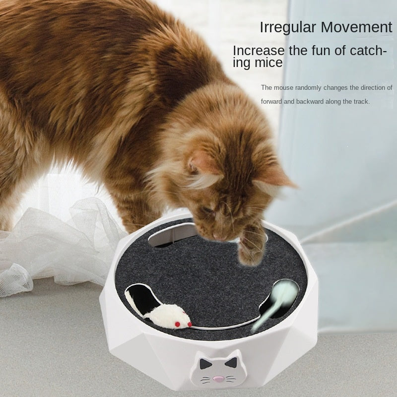 Pet Electric Cat Toy Plush Mouse Cat Spinner Two-Speed Adjustable Automatic Interactive Whack-a-Mole Toy
