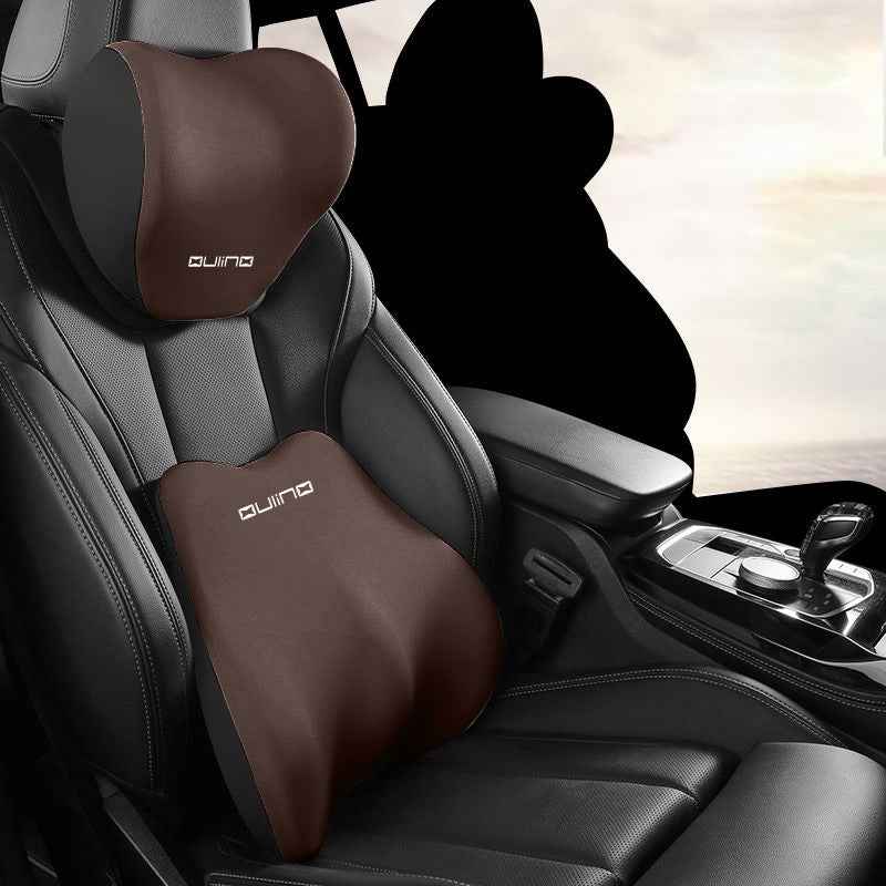 Car Headrest Neck Pillow & Lumbar Waist Support Set – Memory Foam Comfort