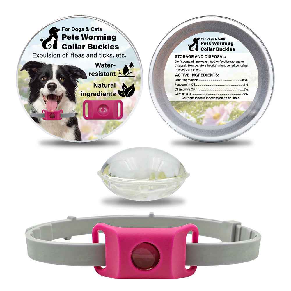 Pet Cat Dog Flea and Tick Prevention Silicone Collar with Insect Repellent Tag, Anti-Flea and Anti-Tick