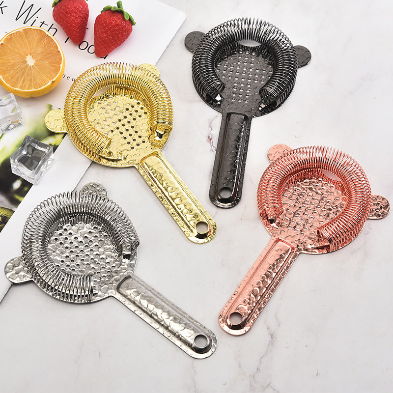 Stainless Steel Ice Filter with Cross Pattern 304 for Cocktail Mixing, Spring-Loaded Ice Strainer