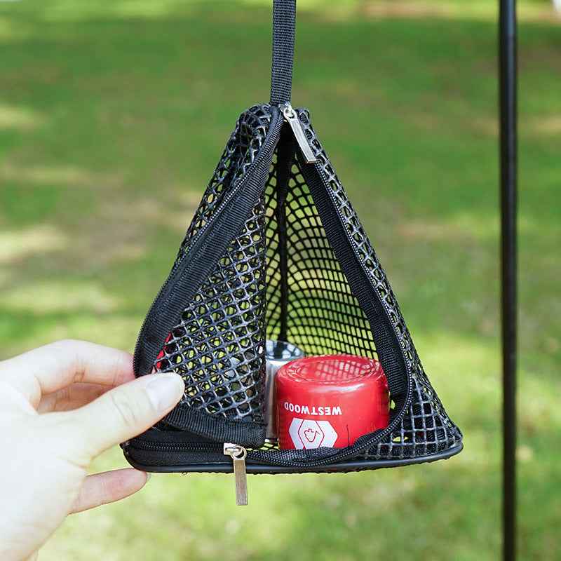 Outdoor Triangular Hanging Net – Foldable Sun Drying & Camping Storage Basket, PVC Mesh Bag