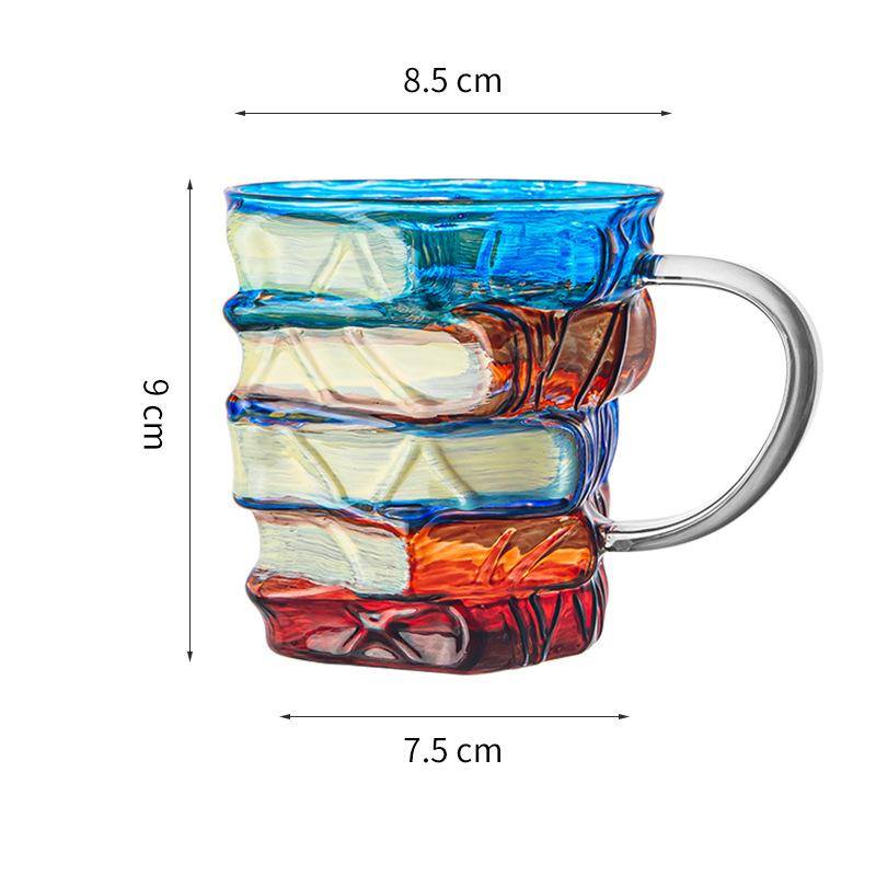 Stacked Book Glass Mug | 350ml Borosilicate Coffee & Tea Cup eprolo