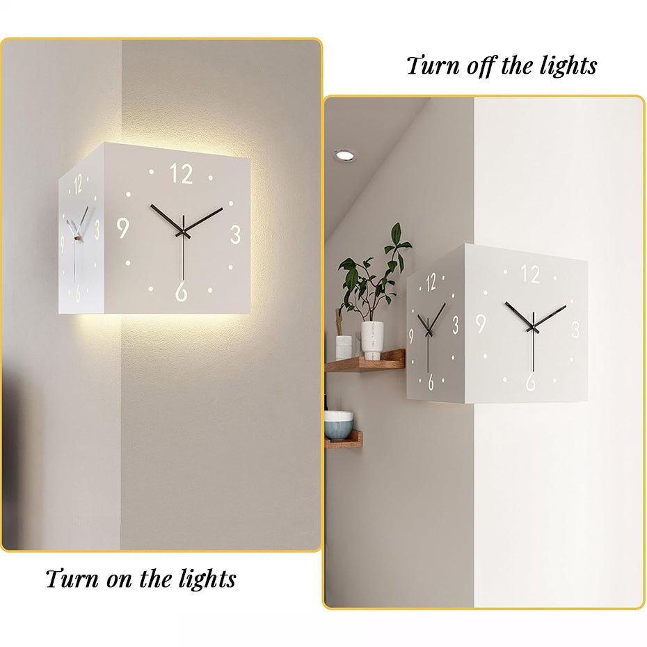 Nordic LED Corner Clock | Silent Dual-Glow Wall Clock for Home eprolo
