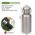 Pure Titanium Water Bottle, Lightweight Single-Wall Wide Mouth for Sports, Camping, Travel