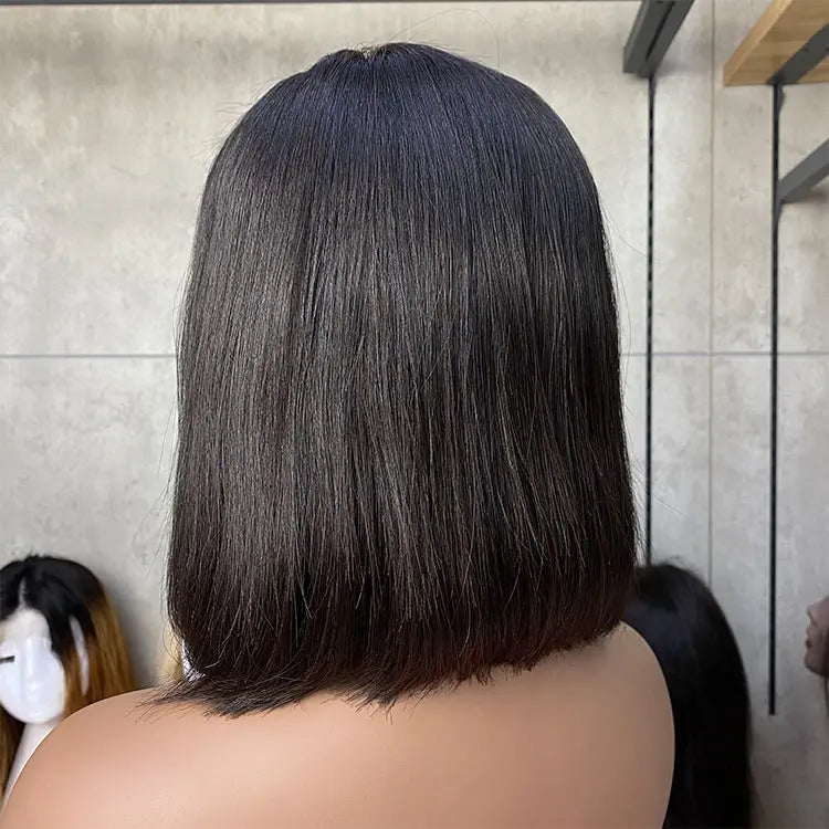 Wig High Temperature Silk Front Lace Wig Headgear Human Hair Wigs For Black Women Middle Part BOB eprolo