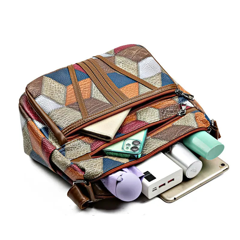 Splicing color blocking large capacity shoulder bag eprolo