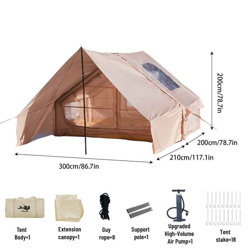 Large Inflatable Glamping Tent with Skylight – Breathable Mesh Air Tent for Summer Camping