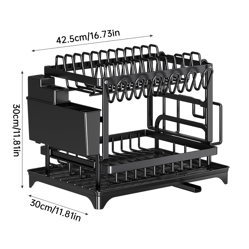 2-Tier Dish Drying Rack | Rustproof Carbon Steel Kitchen Drainer eprolo