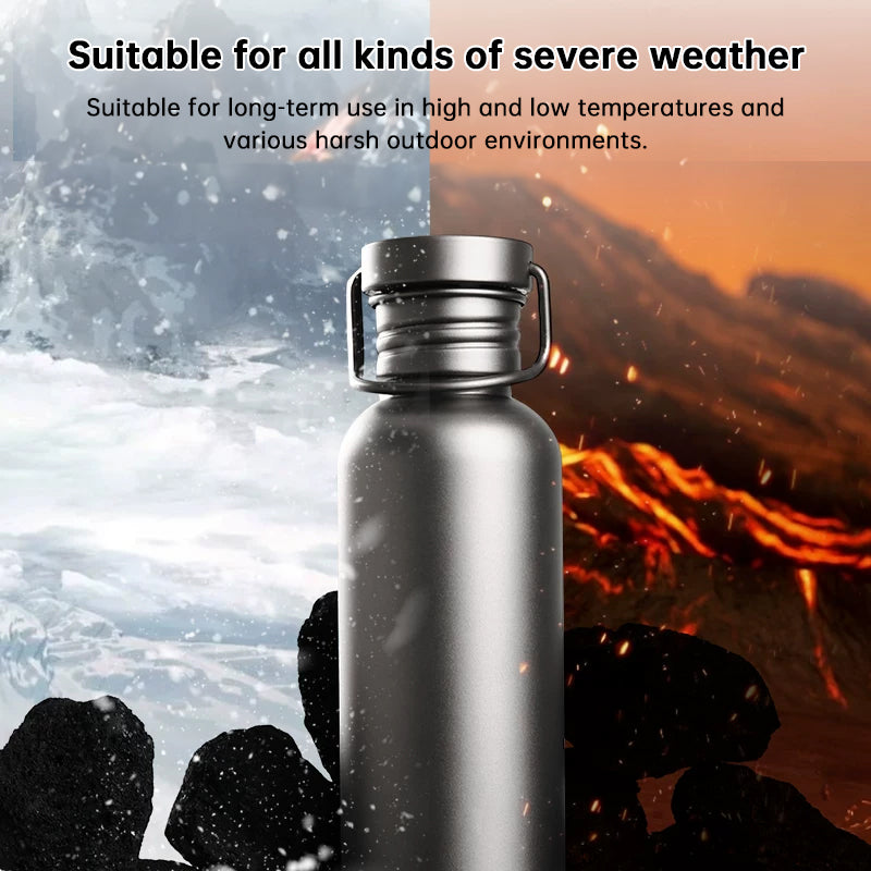 Pure Titanium Water Bottle, Lightweight Single-Wall Wide Mouth for Sports, Camping, Travel