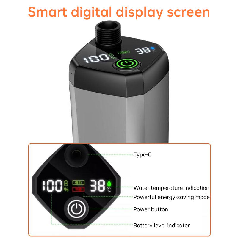 Portable Outdoor Shower Kit, 6000mAh Rechargeable Water Pump with Display for Camping & Pet Bath by eprolo