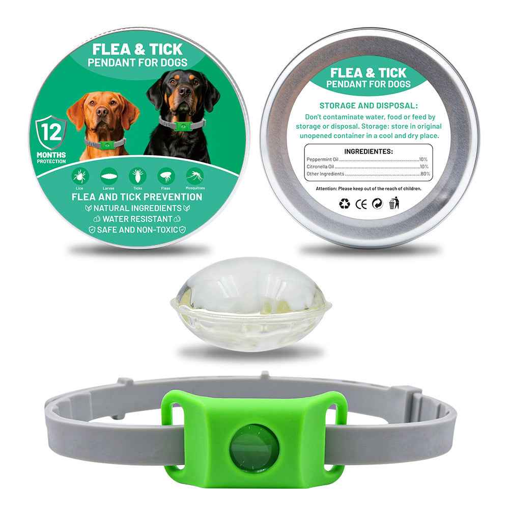 Pet Cat Dog Flea and Tick Prevention Silicone Collar with Insect Repellent Tag, Anti-Flea and Anti-Tick