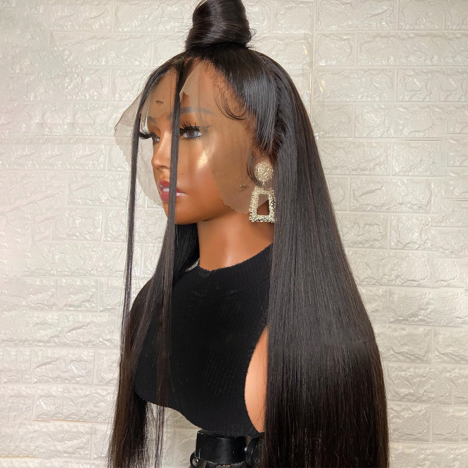 Copy of Natural Transition Wig Black Chemical Fiber Front Lace Long Straight Hair Matte High Temperature Silk Headgear