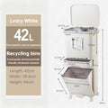 42L Kitchen Recycling Bin | 3-Compartment Pedal Trash Can with Wheels eprolo