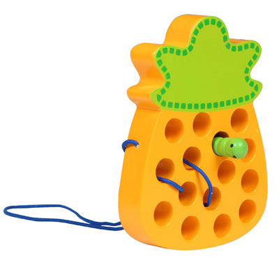 Insects Eat Apples 0.33 Threading Hands On Toys Children's Early Education Puzzle Wooden Toys Montessori Early Education Beads Threading Building Blocks Threading Game Building Blocks
