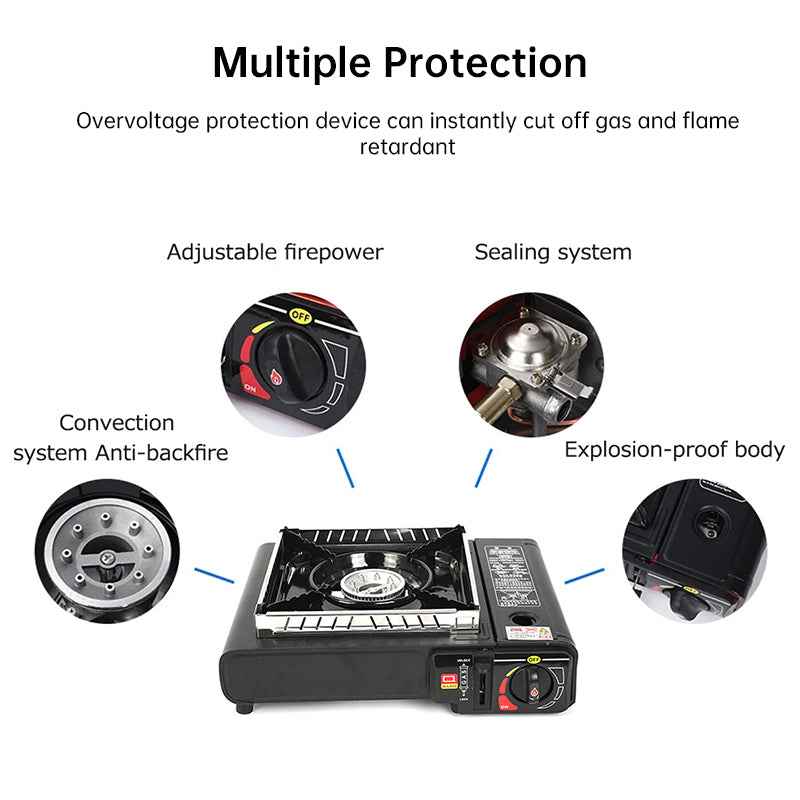 Single-Burner Butane Camping Stove – Windproof, Adjustable & Portable Outdoor Cooker