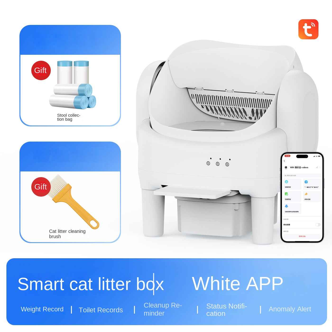 Smart Automatic Cat Litter Box with Open Design, Electric Self-Cleaning, Auto Scoop, Full-Size Intelligent Cat Toilet
