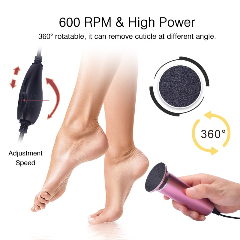 Electric Pedicure Tools Foot Care File Leg Heels Remove Dead Skin Callus Remover Feet Clean Care Machine & Replacement Sandpaper eprolo