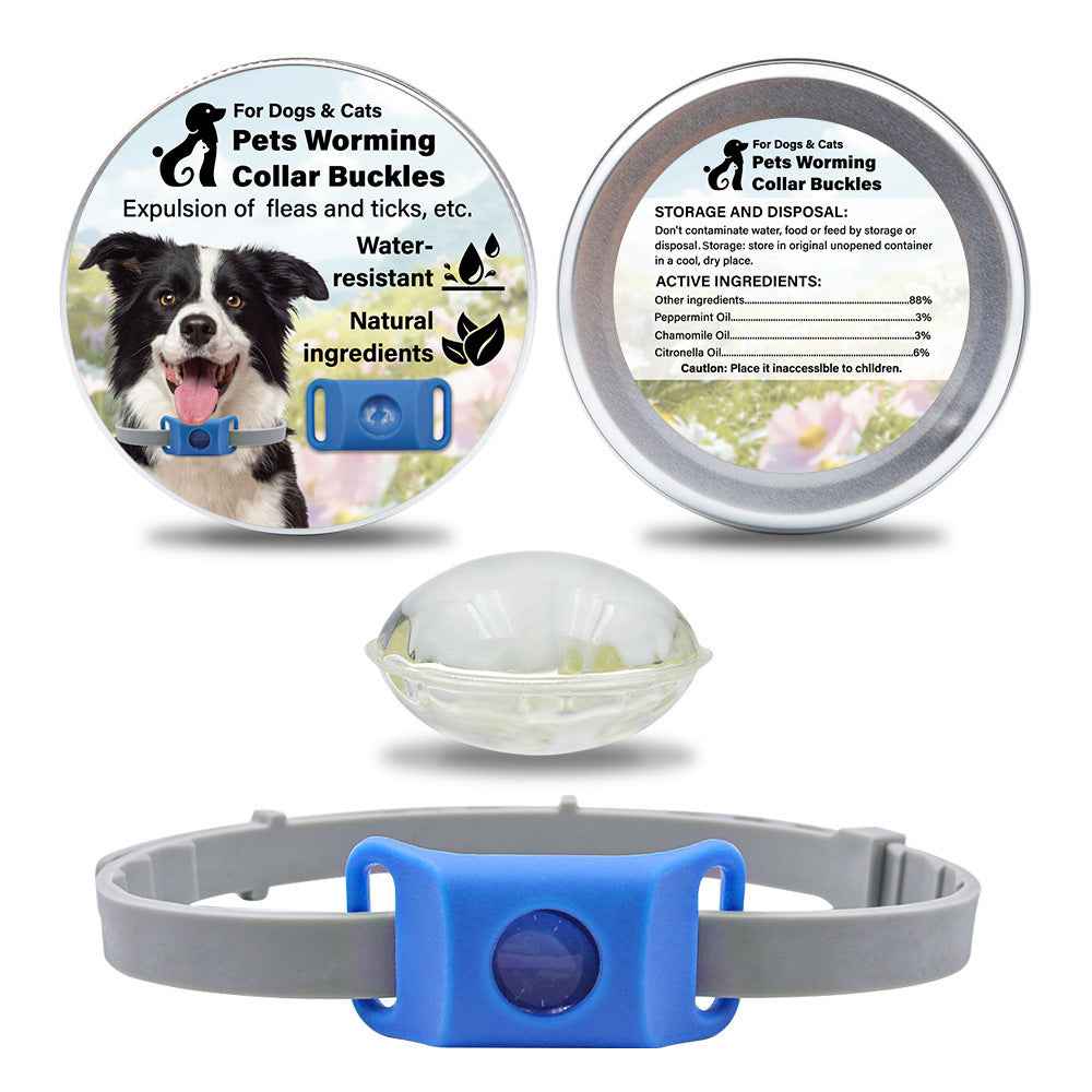 Pet Cat Dog Flea and Tick Prevention Silicone Collar with Insect Repellent Tag, Anti-Flea and Anti-Tick