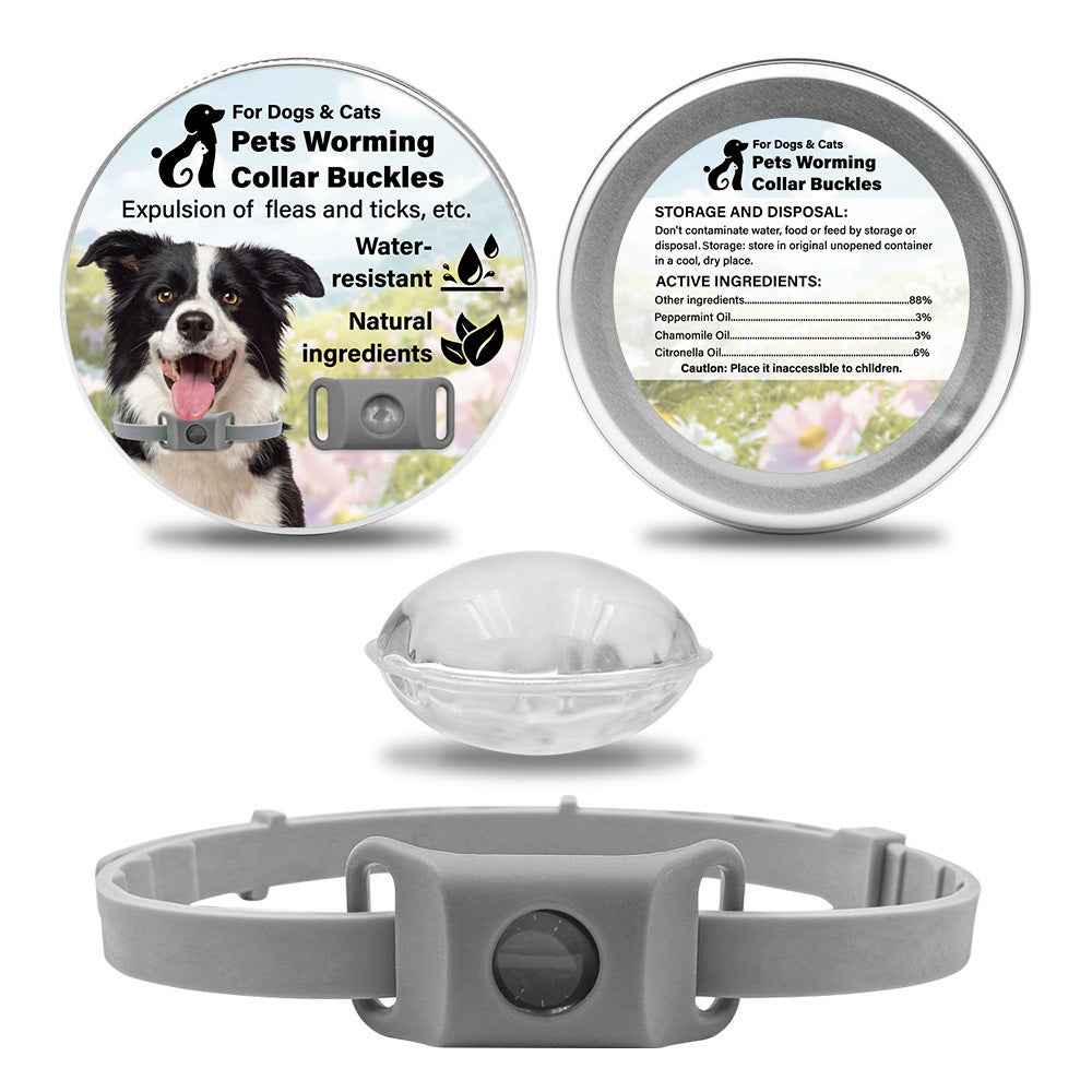 Pet Cat Dog Flea and Tick Prevention Silicone Collar with Insect Repellent Tag, Anti-Flea and Anti-Tick