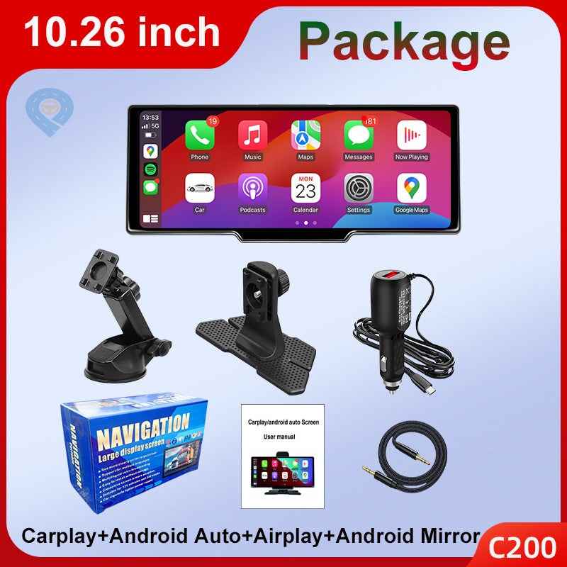 10.26-Inch Portable Car Smart Screen – Wireless CarPlay, Android Auto, Bluetooth & AHD Backup Camera