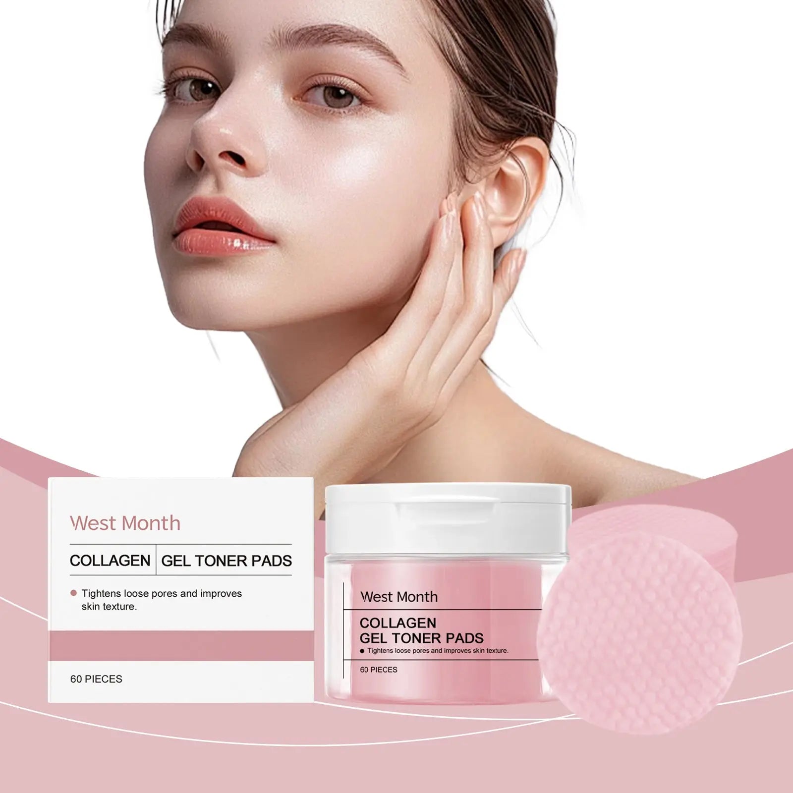 West&Month Collagen Cotton Pad Facial Brightening Moisturizing Gentle Skin Care Enhancing Elastic Nourishing Gasket eprolo