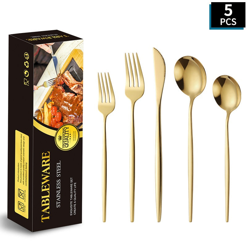 Gold Stainless Steel Cutlery Set | 4-Piece Portuguese Design Royal Beauty Queen