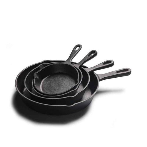4-Pack Cast Iron Skillet Set – Non-Stick Frying Pans for Induction, Egg & Crepe Pan