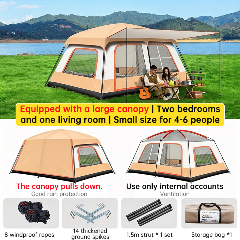 4-6 Person Family Camping Tent, Waterproof Portable Tent with Carry Bag for Car Camping by eprolo