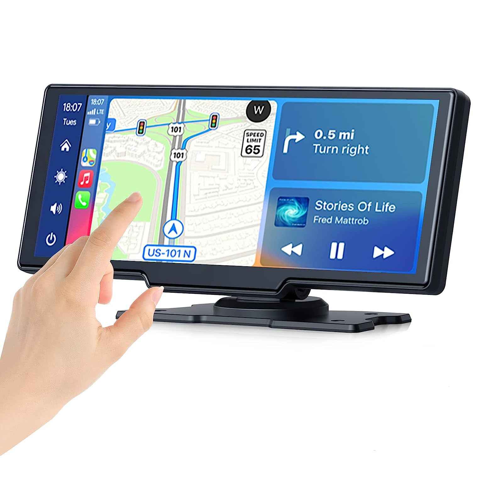 10.26-Inch Portable Car Smart Screen – Wireless CarPlay, Android Auto, Bluetooth & AHD Backup Camera