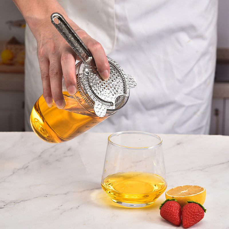 Stainless Steel Ice Filter with Cross Pattern 304 for Cocktail Mixing, Spring-Loaded Ice Strainer