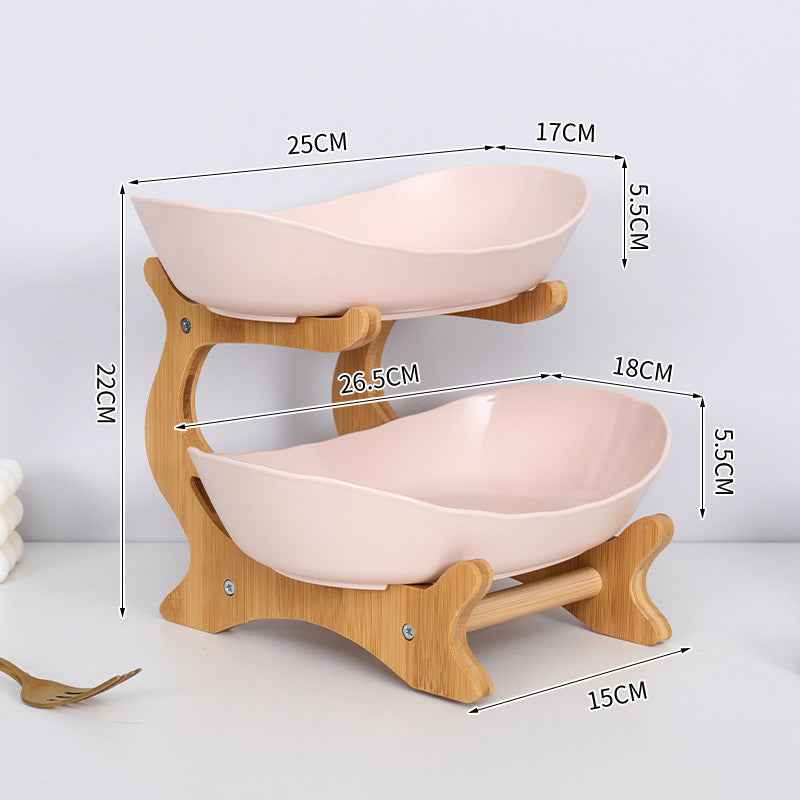 2-Tier Bamboo Fruit Stand for Kitchen, Space Saving Countertop Organizer with Ventilation to Keep Produce Fresh