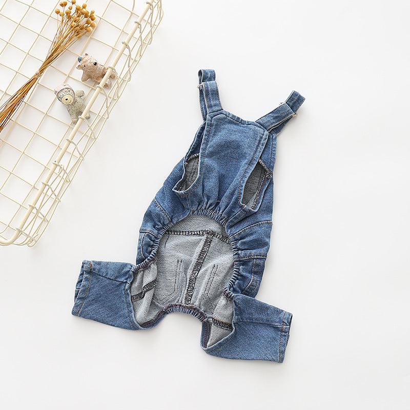 Washed Denim Comfortable Stretchy Jeans Pet Overalls