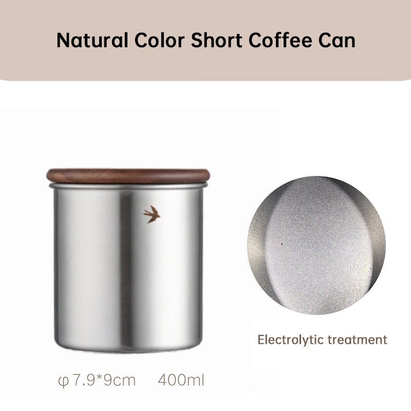 New Stainless Steel Matcha Tea Canister 380ml 560ml with Wood Lid – Sugar Caramel Storage Jar