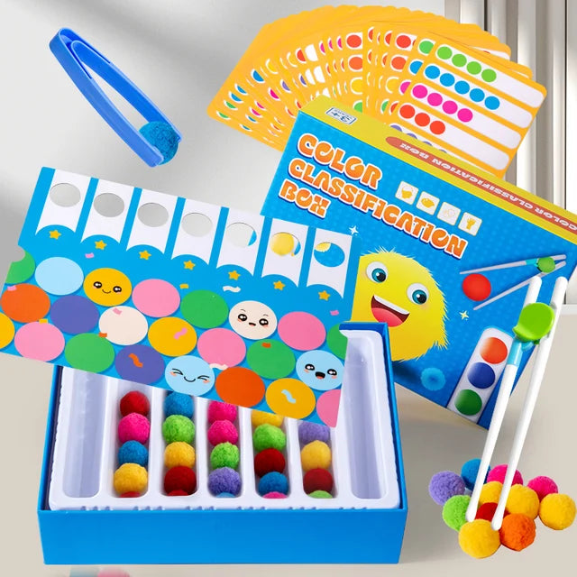 Montessori enlightenment early education clip ball classification game children's color matching toy