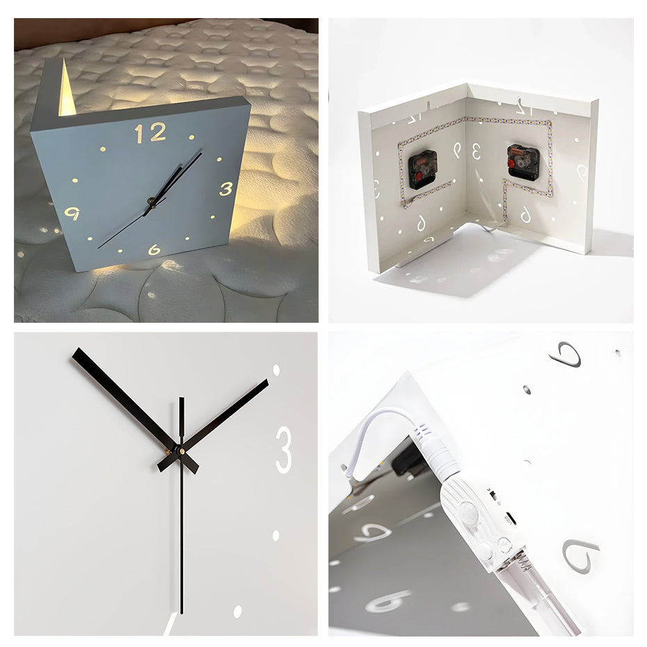 Nordic LED Corner Clock | Silent Dual-Glow Wall Clock for Home eprolo